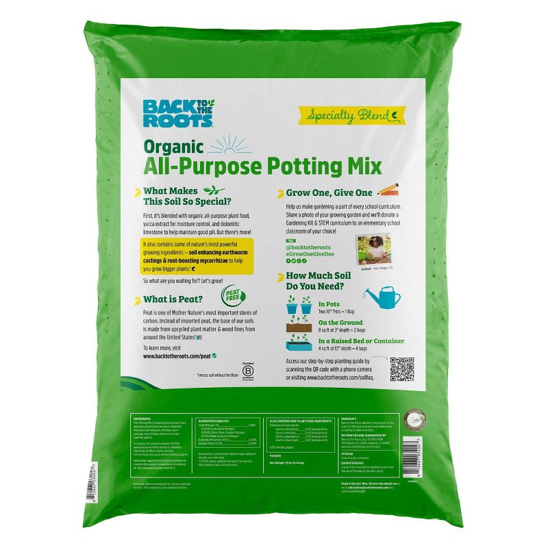 Back to the Roots 25.7qt Organic Potting Mix All Purpose Specialty Blend, 6 of 13