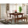 HomeStock 6-Piece Rectangle Mahogany Finish Solid Wood Top Dining Table with 1 Bench, 4 Chairs - 2 of 4