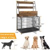 57 Inch Dog Kennel Furniture with Storage Shelves and Removable Tray, Indoor Dog House with 2 Doors and 2 Adjustable Bowls - 3 of 4