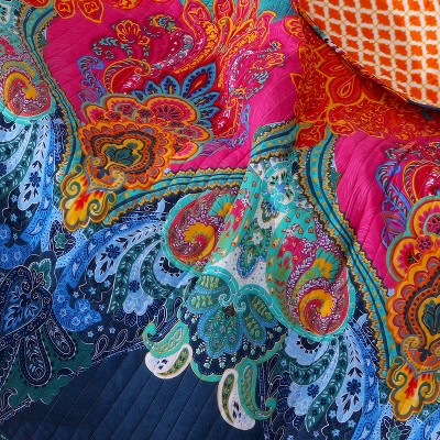 Mackenzie Bohemian Multicolor Cotton Reversible Quilted Throw