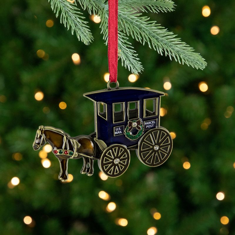 Northlight 3.25" U.S. Mail Parcel Horse and Buggy Christmas Ornament with European Crystals, 2 of 5