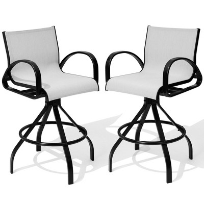 Crestlive Products 28.94" Outdoor Bar Stools Aluminum Bar Stools With Sunbrella Fabric  Set of 2