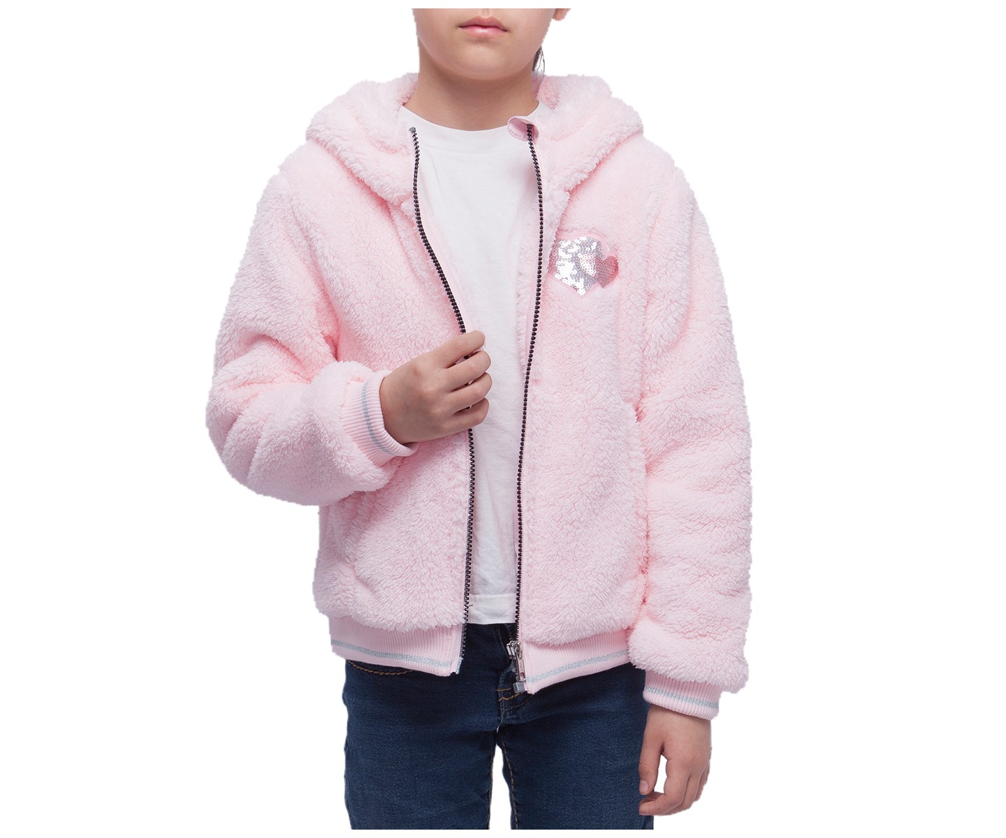 Куртка Rokka&Rolla Faux Shearling Jacket Fleece Warm Coat -Pink для девочек, цвет: Розовый — фото 5