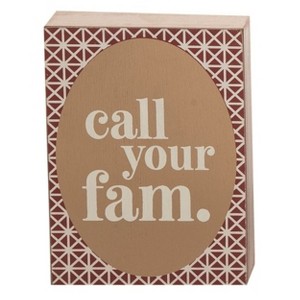 Transpac Wood 7.09 in. Brown Spring Call Your Fam Reminder Block Decor - 1 of 2