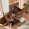 ORRD 3-in-1 Walnut Vanity Desk with Lighted Flip-Top Mirror, Adjustable Cabinet & Stool - 2 of 4
