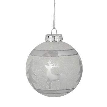 Northlight 3.5" White and Silver Glass Christmas Ball Ornament