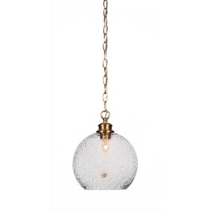 Toltec Lighting Kimbro 1 - Light Pendant in  New Aged Brass with 9.5" Smoke Bubble Shade - 1 of 1