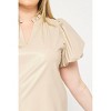 Women's Faux Leather Short Sleeve Top - PLUS - entro - image 3 of 4