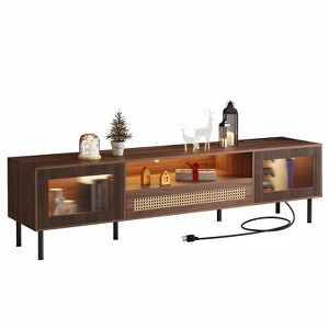 NicBex TV Stand for 80 Inch TV with 2 Cabinets,TV Entertainment Center with Transparent Acrylic Doors,TV Console Table for Living Room - 1 of 4