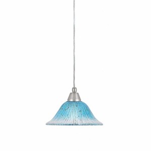 Toltec Lighting Any 1 - Light Pendant in  Brushed Nickel with 10" Teal Crystal Shade - 1 of 1