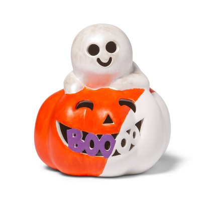 Lit Ceramic Pumpkin Large Ghost - Mondo Llama™