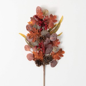 Sullivans Artificial 28" Leaf And Pinecone Spray, Multicolored - 1 of 2