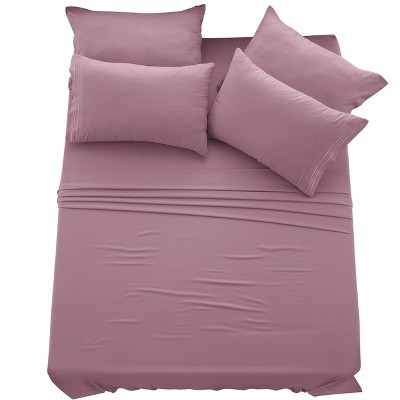 6 Piece Bed Sheet Set Ultra Soft Brushed Microfiber Solid Sheets with Pillow Cases - Lux Decor Collection