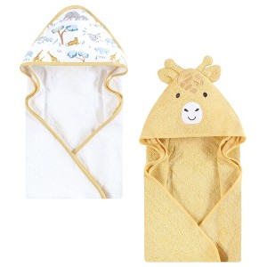 Hudson Baby Cotton Animal Face Hooded Towel, Safari Friends, One Size - 1 of 4