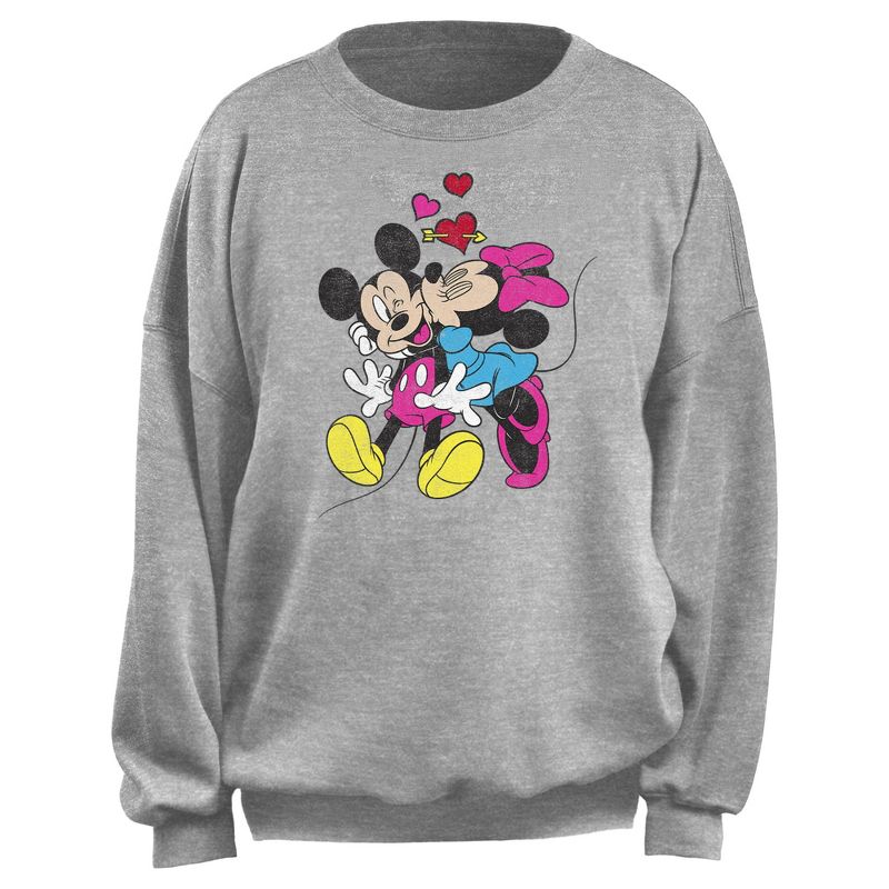 Junior's Mickey & Friends Minnie Mouse Smooch Sweatshirt, 1 of 3