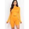 Slickblue Women's 2-Piece Mock Neck Top & Biker Shorts Set Stretchy Polyester Spandex Active Lounge Color & Size Options - 3 of 4