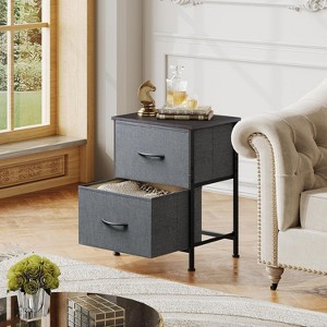 2 Drawer Nightstand for Bedroom, Small Bedside Furniture, Night Stand, End Table with Fabric Bins for Bedroom, Closet, Entryway - 1 of 4