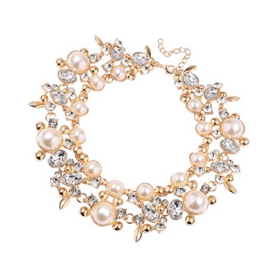 SOHI Women's Pearl White Party Statement Necklace