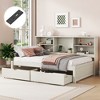 Twin Size Bed Frame with Built-in USB Port, Side Bookshelves and Two Drawers - 4 of 4