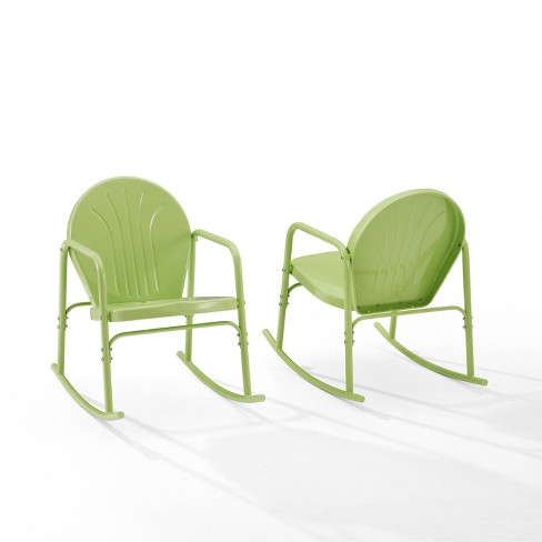 Griffith 2pk Outdoor Metal Rocking Chairs Lime Crosley