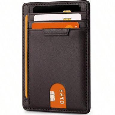 Compact Unisex RFID Wallet, Chocolate Front Pocket Slim Card Case