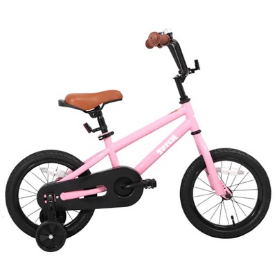 JOYSTAR Totem Series 16-Inch Ride-On Kids Bike with Coaster Braking, Training Wheels & Kickstand, Pink