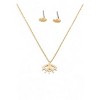 Slickblue Evil Eye Jewelry Set for Women, Small Hamsa Earrings & Pendant Necklace, Chic Metal Design, 16", Silver/Gold - 2 of 3