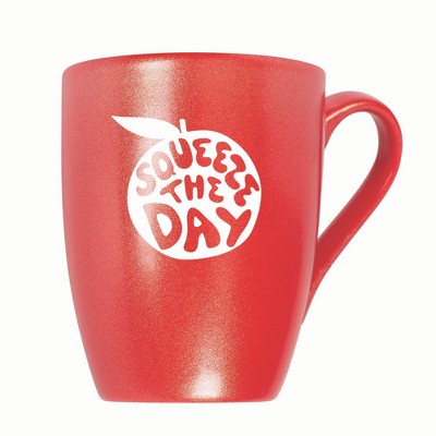 Elanze Designs Squeeze The Day 10 ounce New Bone China Coffee Tea Cup Mug, Crimson Red