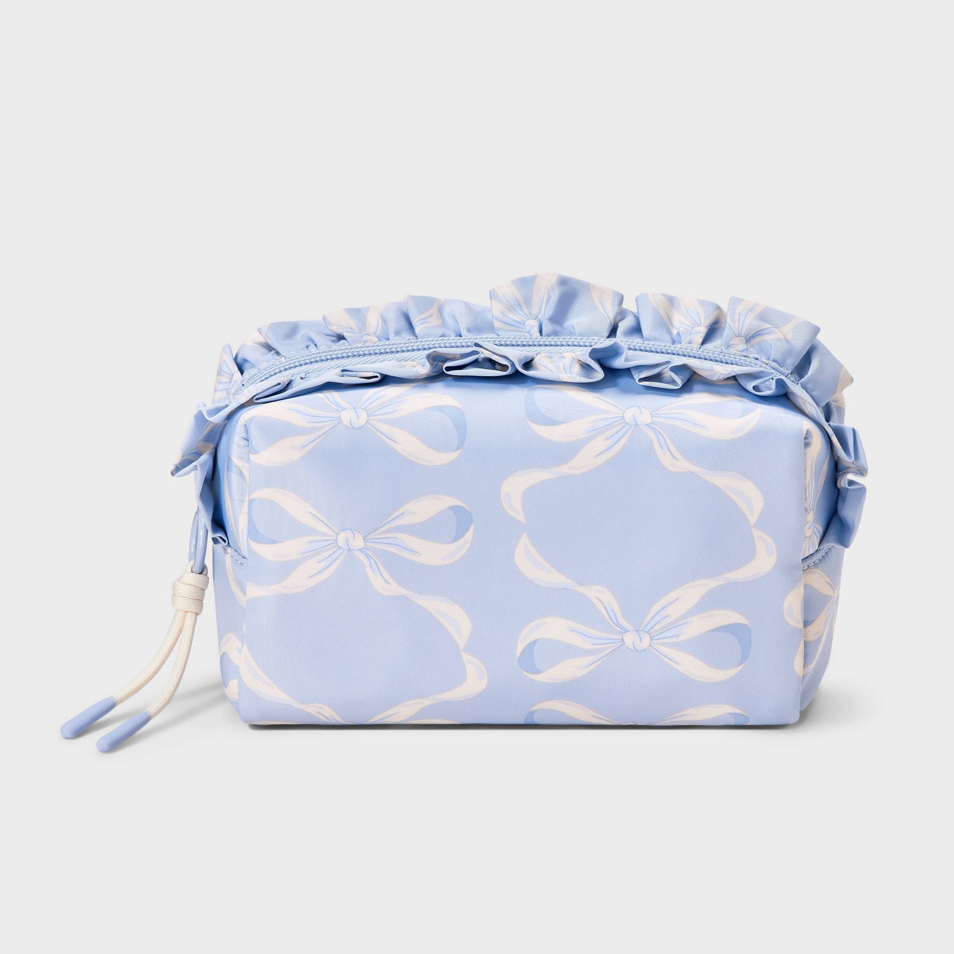 Girls' Ruffled Bow Printed Cosmetic Pouch - art class™ Blue