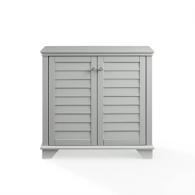 Gray Faux-Louvered Bathroom Storage Cabinet with Adjustable Shelves