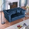 Standard Velvet Tufted Scroll-Arm Chesterfield Stanford Loveseat with Plush Multi-Density Foam Cushions and Premium Craftsmanship - 3 of 4