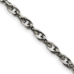 Black Bow Jewelry Men's 4.2mm Stainless Steel Twisted Loose Rope Chain Necklace - 1 of 4