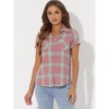 INSPIRE CHIC Women's Classic Short Sleeve Button Down Plaid Shirt - 2 of 4