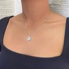 Adornia Silver Plated CZ Dancing Stone Disc Pendant Necklace - 2 of 4