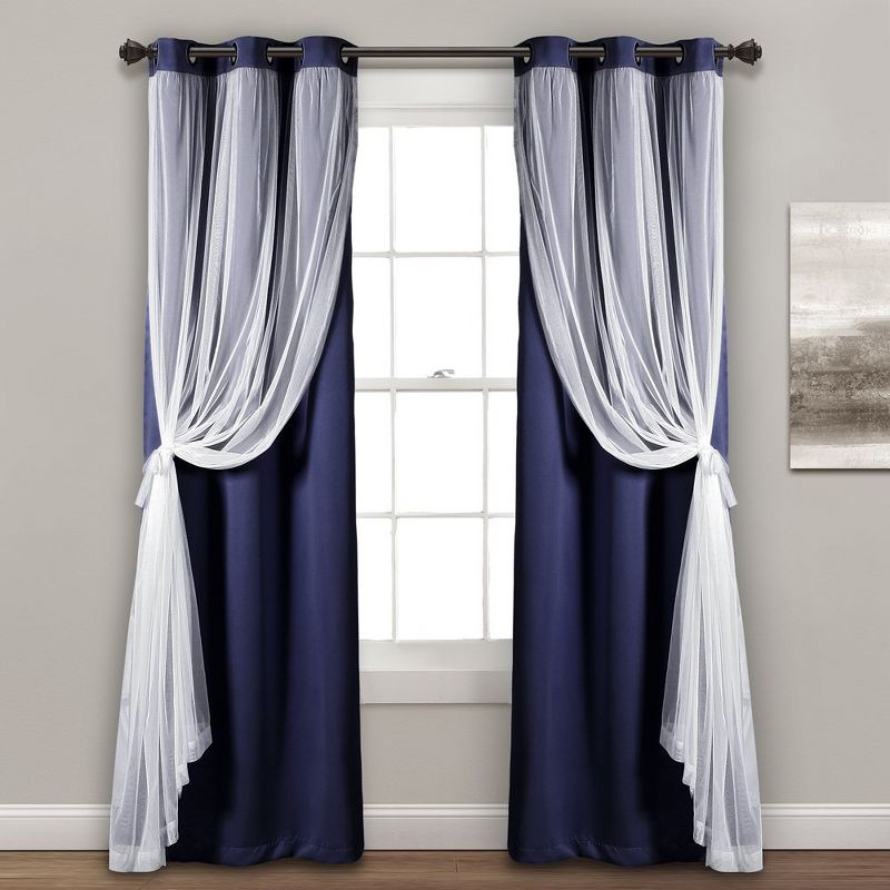 Lush Décor Grommet Sheer Panels with Insulated Blackout Lining Navy Set 38X84, 3 of 7
