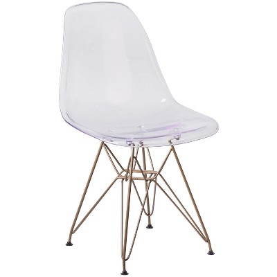 Flash Furniture Elon Series Ghost Chair with Gold Metal Base