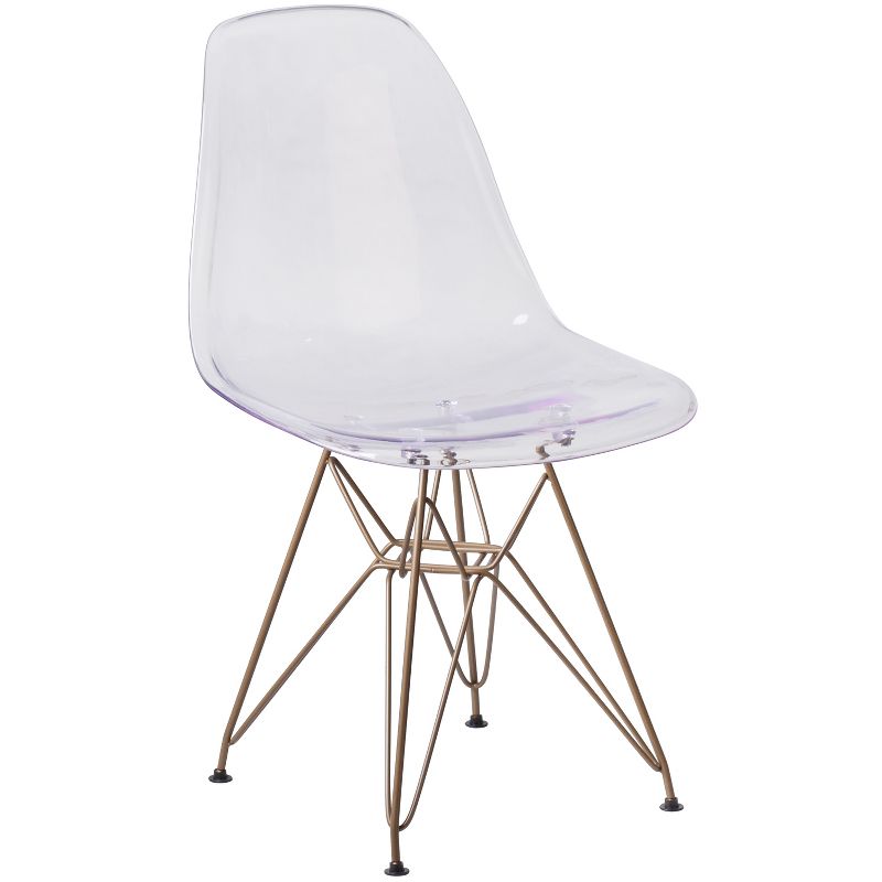 Flash Furniture Elon Series Ghost Chair with Gold Metal Base, 1 of 14