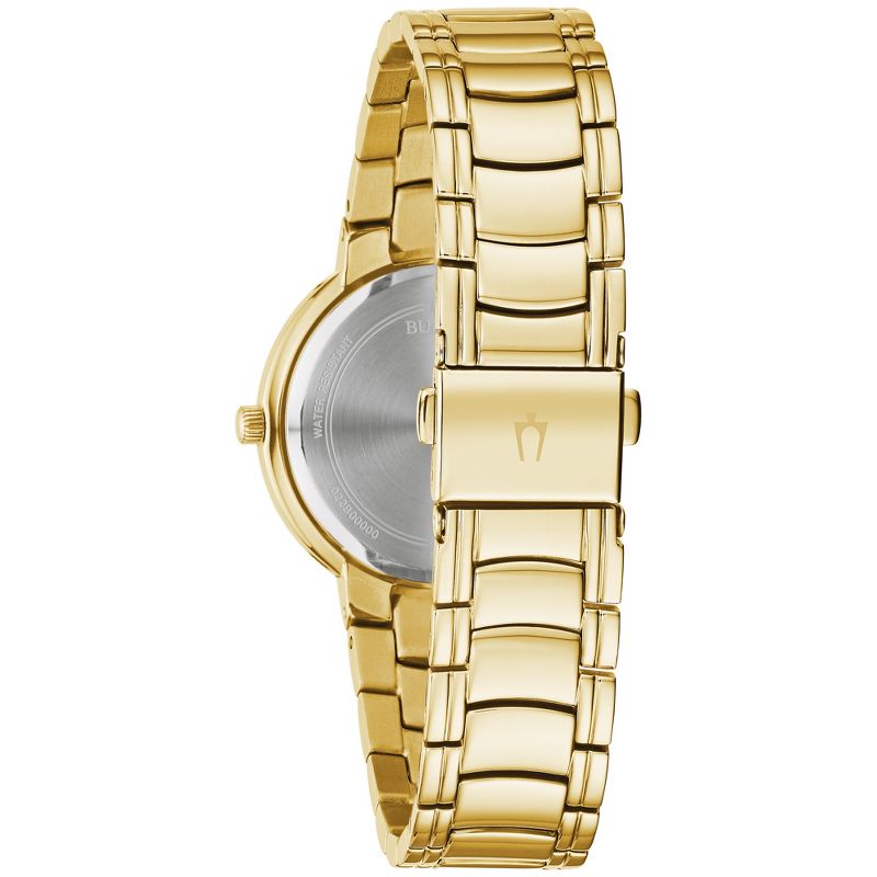 Bulova Ladies' Classic Diamond 3-Hand Quartz Gold Tone Stainless Steel Watch, White Dial 33mm, 3 of 5