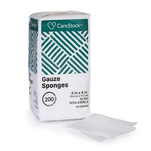 CareStock Gauze Sponge - Highly Absorbent, Medical-Grade Cotton Wound Dressing, First-Aid Essential - Non-Sterile 12-Ply Square, 4 x 4 in - 1 of 4