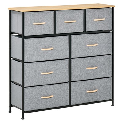 Homcom 7-drawer Dresser Storage Tower Cabinet Organizer Unit, Easy Pull  Fabric Bins With Metal Frame For Bedroom, Closets, Gray : Target