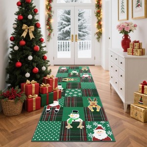 TackView Washable Area Rug Low Pile Throw Christmas Rug, Modern Xmas Stain-Resistant Non Slip Carpet for Living Room, Bedroom - 1 of 4