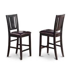East West Furniture,Buckland Counter Height Chair with Faux Leather Upholstered Seat in Black Finish, Set of 2 - 1 of 3