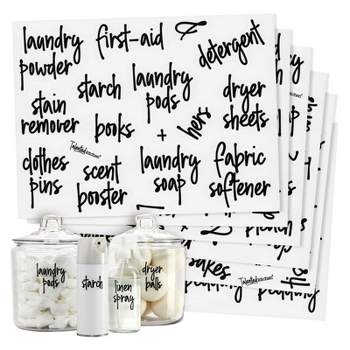 Talented Kitchen 141 Laundry Room Labels for Jars - Preprinted Black Script Stickers for Closet, Bathroom Organization (Water Resistant)