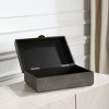 Uttermost Lalique Art Deco Decorative Box – Faux Smoke Gray Shagreen with Brass & Black Enamel, 9"x13"x5" - 3 of 4