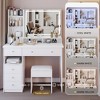 FONTOI 29.2"W/37"W/41"W Makeup Vanity Table with Left Drawer Stool Large Sliding Mirror Capacity Storage for Bedroom Dressing Room, White/Black - 2 of 4