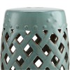 Resenkos Modern Garden Stool, Patio Stool Side Table,13" x 18" Ceramic Garden Stool, Decorative End Table, Antique Blue Green - 3 of 4