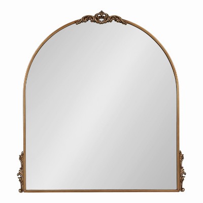 Myrcelle Antique Gold Arched Wall Mirror with Garland Details