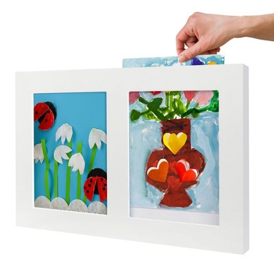 Americanflat 8.5x11 Slide-In Collage Kids Art Frame - Showcase 2 Artworks