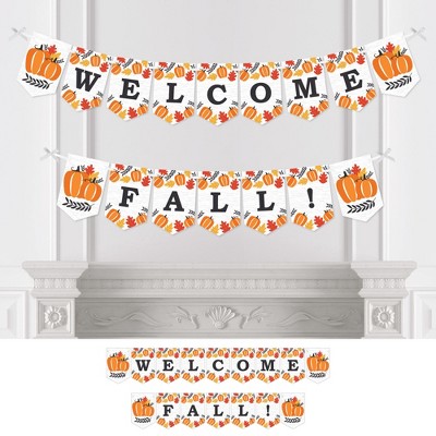 Big Dot of Happiness Fall Pumpkin - Halloween or Thanksgiving Party Bunting Banner - Party Decorations - Welcome Fall