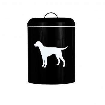 Amici Pet Dog Black/White Buster Food Storage Bin, Large, 17lbs Dry Food Capacity, Metal Storage Container